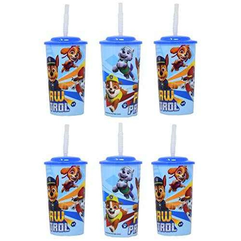 6-Pack Paw Patrol 16oz Reusable Sports Tumbler Drinking Cups with Lids & Straws