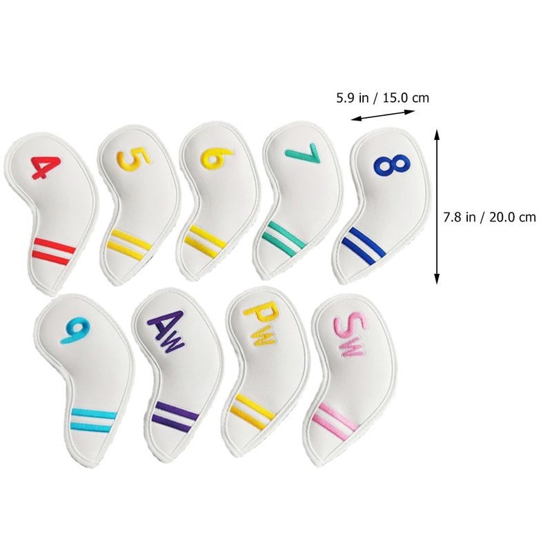 Golf Head Covers Set 9 Pcs Pu Club Covers for Irons and Putters with Large Number Digital Design for Easy Identification 7.87X3.14X3.14 Inch Golf Accessories