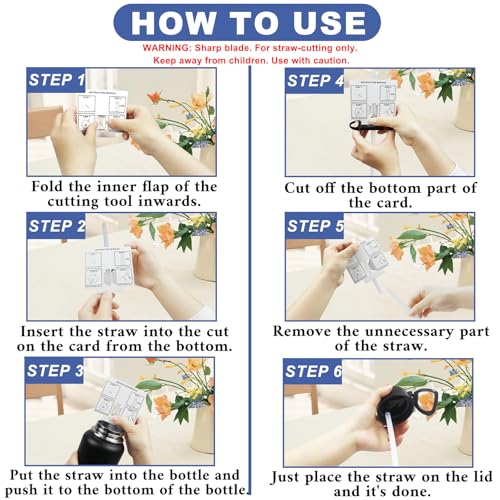 Replacement Straw Set for ThermoFlask Bottles ? Fits 14/16/18/24/32/40/64 oz, Straws + Cleaning Brushes + Measuring Sheets + Cutter Tool