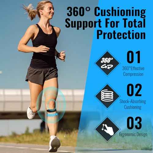 2PCS Patella Band, Patellar Tendon Support Strap for Knee Pain and Tendonitis, Knee Brace for Women & Men, Patella Support Strap for Soccer, Basketball, Running, Tennis, Lightweight Patella Stabilizer for Left & Right Knee - Black