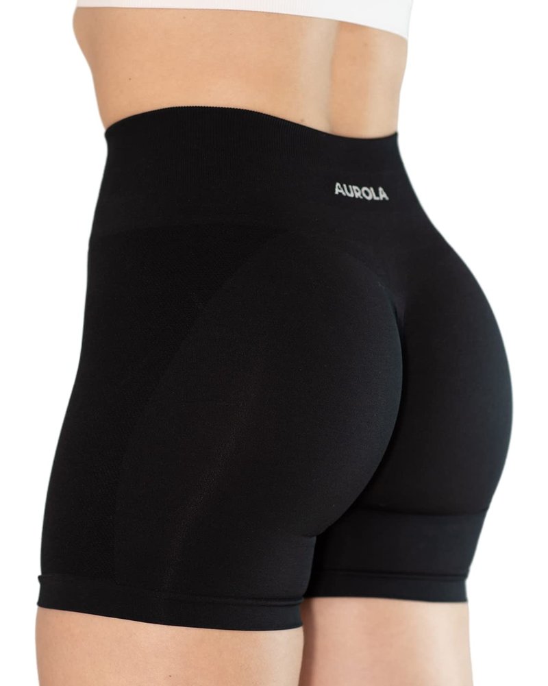 AUROLA Intensify V2.0 Women's Workout Shorts Athletic Running Shorts, Seamless High Waist Sport Gym Yoga Shorts 3.6 Black