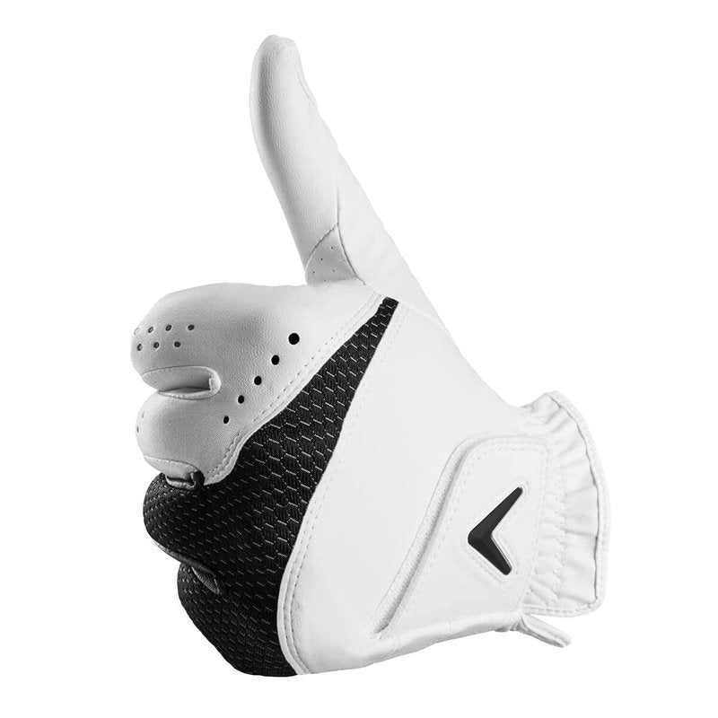 Callaway Golf Weather Spann Glove (Worn on Left Hand, Standard, Large, White (2-Pack))