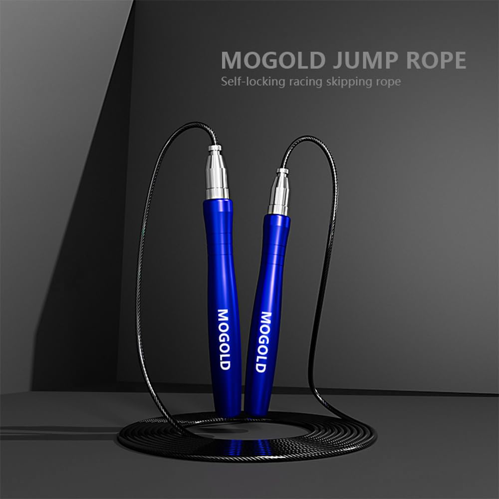 Mogold 10ft Workout Jump Rope Length Adjustable - Boxing Jump Rope with Metal Grip & 2.0mm 3.0mm Thick Cable,Self-Locking Tangle-Free, Best Cardio & Endurance Training