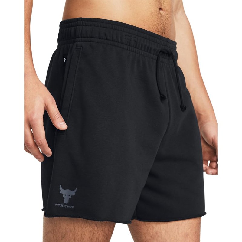 Under Armour Men's Project Rock Terry Shorts, (001) Black / / Downpour Gray, Medium