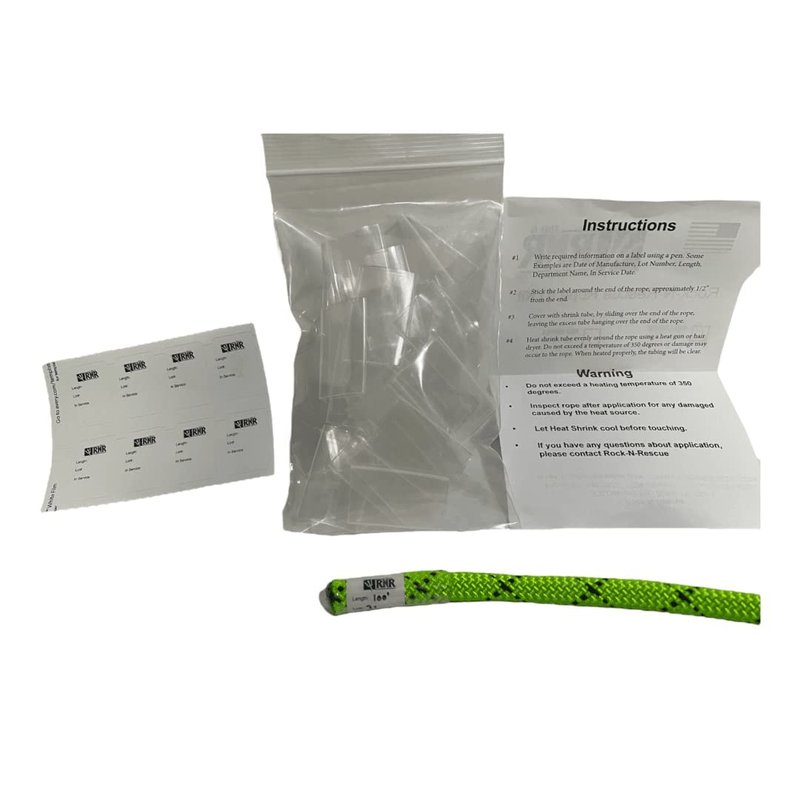 Rock-N-Rescue Professional Rope Identification Kit - Waterproof Labels with Heat Shrink Tubes, 32 Pieces for 7-25mm Climbing Ropes, Durable Safety Equipment for Rope Organization and Management