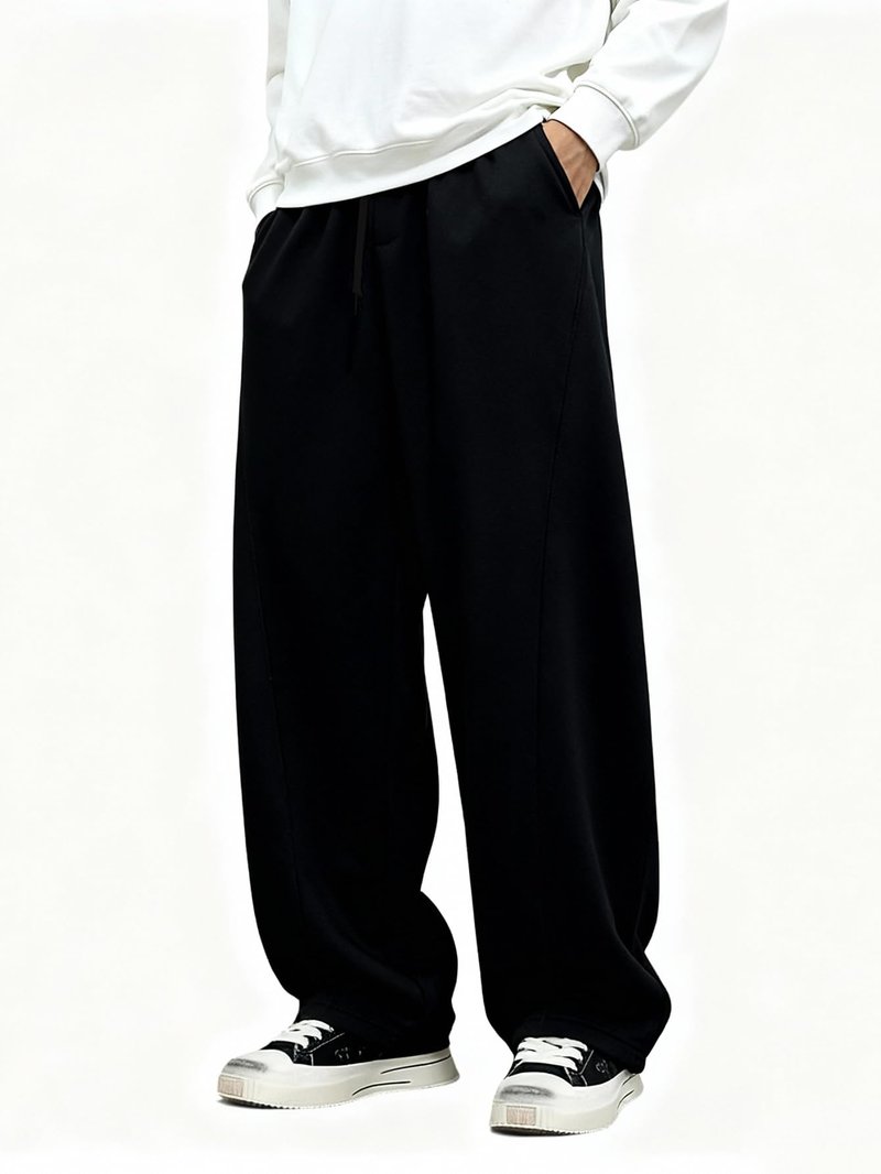 SOLY HUX Men's Athletic Sweatpants 2 Packs Drawstring Elastic Waist Wide Leg Baggy Sports Pants Black and Grey Small