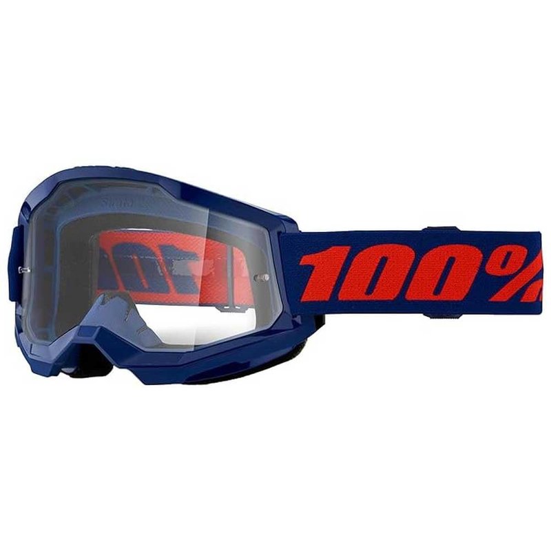 100% STRATA 2 Goggles - Sports Goggles for Motocross & Mountain Biking - Eyewear for Bike Riders - Motocross Eyewear for Men - Masego, Clear Lens