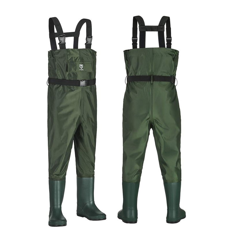 TIDEWE Chest Waders for Kids, Waterproof Youth Waders with Boot Hanger, Lightweight PVC Kids Chest Waders with Boot for Fishing & Hunting (Size 8/9 Big Kid)