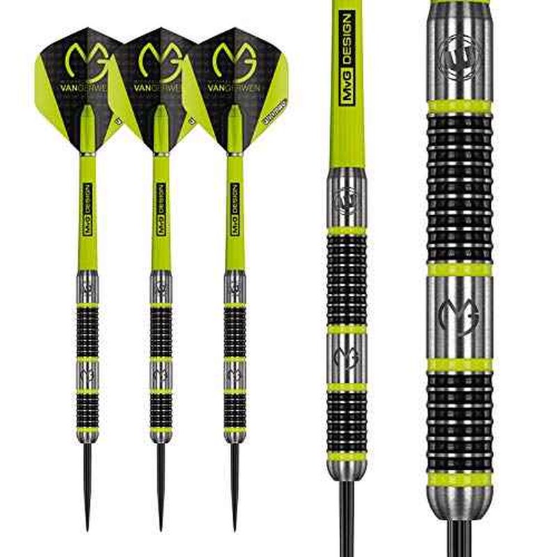 WINMAU Michael Van Gerwen MvG Aspire Tungsten Steeltip Darts Set with Prism Flights and Nylon Shafts (Stems)