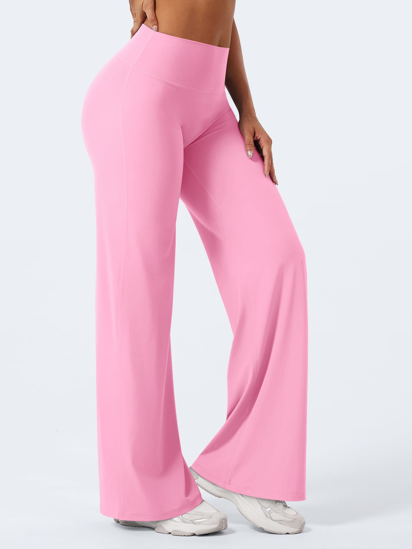 YEOREO Workout Womens Straight Leggings 31.5" Yoga Pants Bubblegum Pink XXS