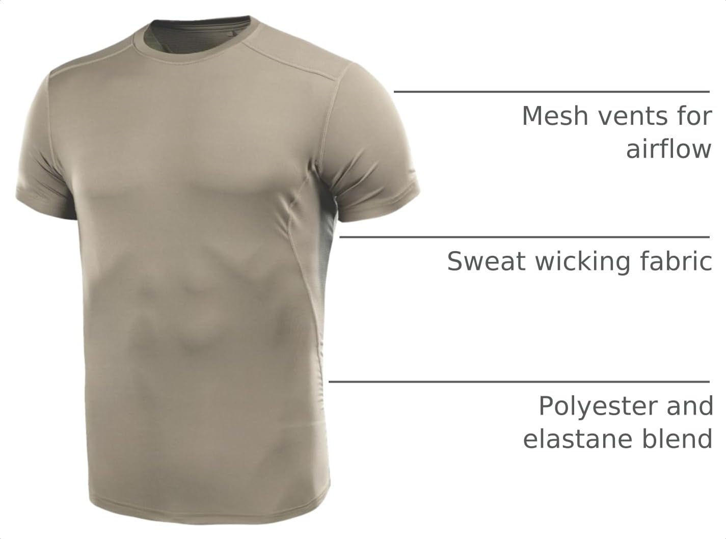 M-Tac Tactical Short Sleeve T-Shirt - Army Military Ultra Vent Men's Athletic Workout Gym Training T Shirt (Medium, Coyote Brown)