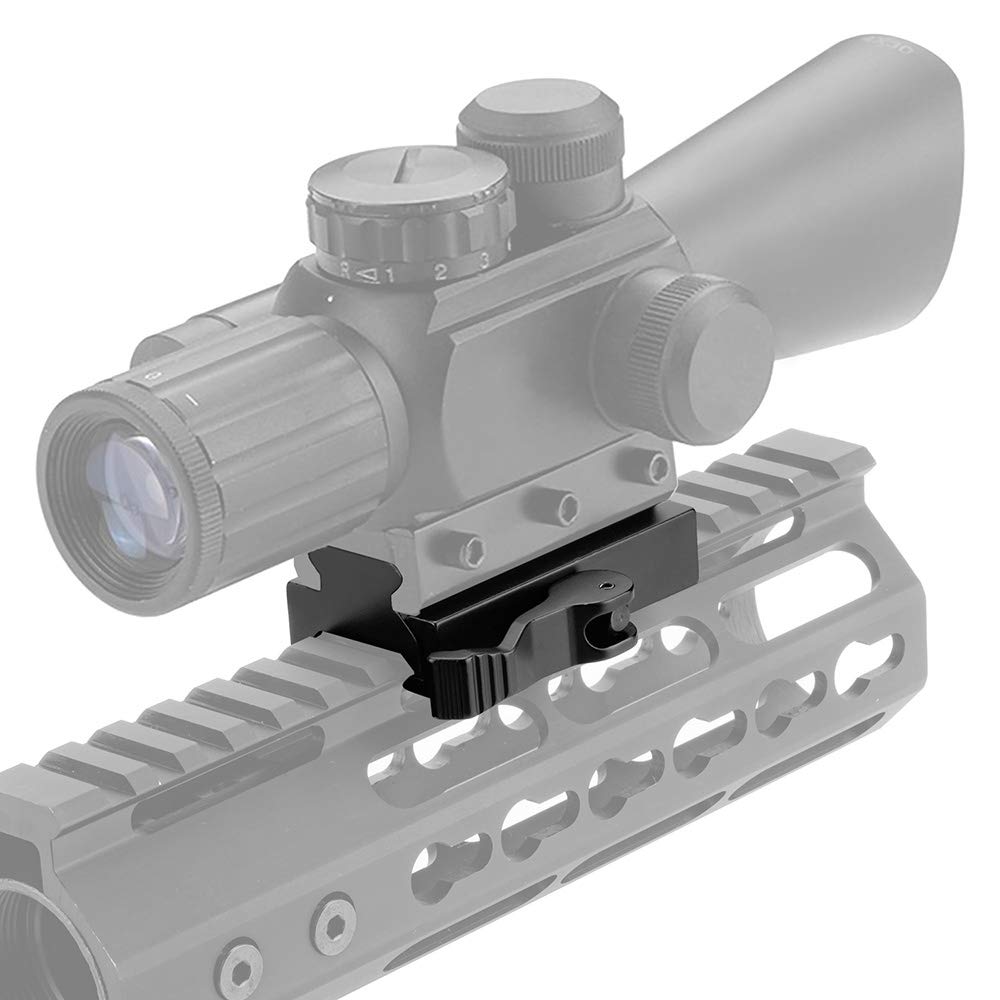 LONSEL Picatinny Riser Mount, Low Profile Rail Riser Mounts Adaptor with QD Lever Lock Quick Release & 5 Slots Picatinny Rails for Scope Rings Optics Sights, 1/2" H x 2.5''L (2 Pack)