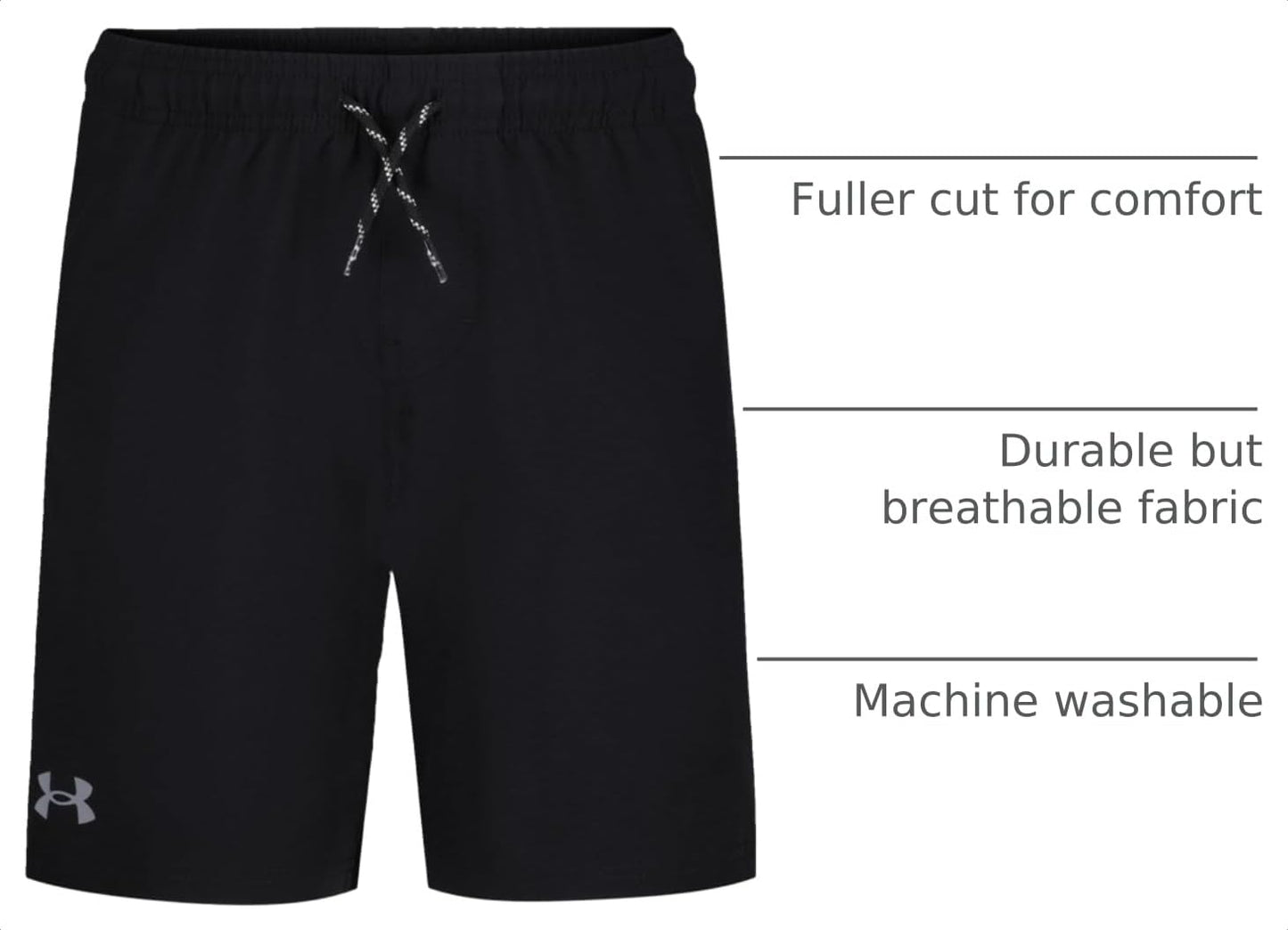 Under Armour Boys' 4-Way Stretch Pull-on Tech Shorts, Moisture Wicking, Side Hand Pockets, Outdoor Collection, Black, YL