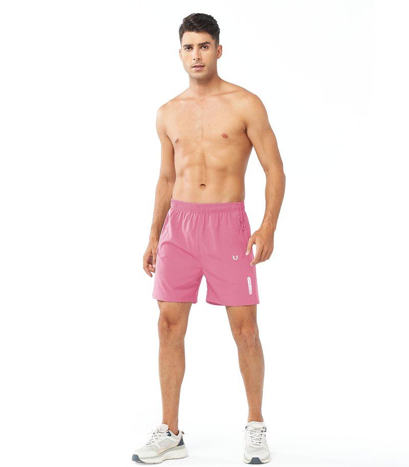NORTHYARD Men's Athletic Running Shorts Gym Workout 7"/9"/5" Quick Dry Lightweight Sports Basketball Tennis 3 Zipper Pockets POWDERPINK-5inch L