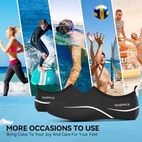 Sixspace Water Shoes for Women Men Aqua Socks Swim Shower Beach Barefoot Pool Quick-Dry Non Slip Lake Surf