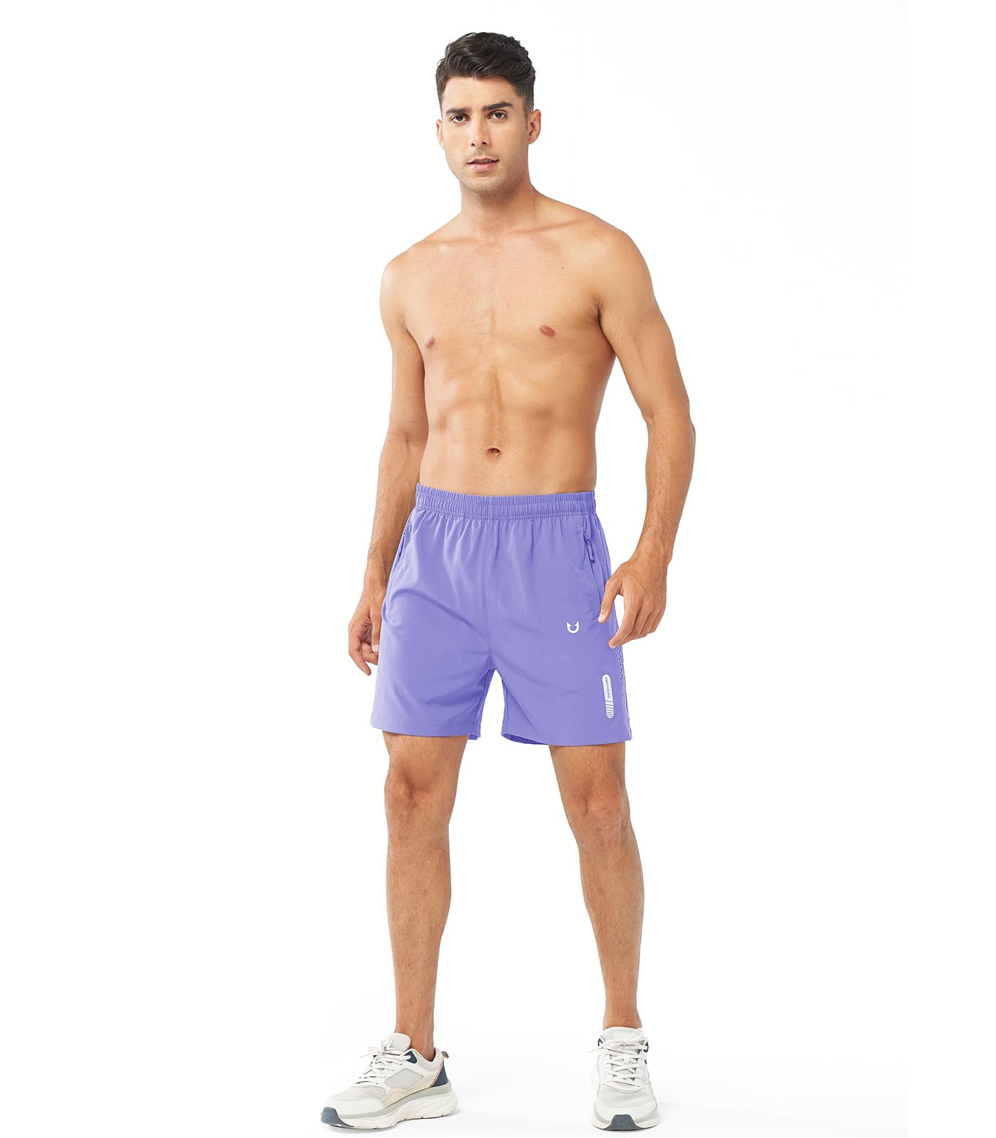 NORTHYARD Men's Athletic Running Shorts Gym Workout 7"/9"/5" Quick Dry Lightweight Sports Basketball Tennis 3 Zipper Pockets VIOLET-5inch 3XL
