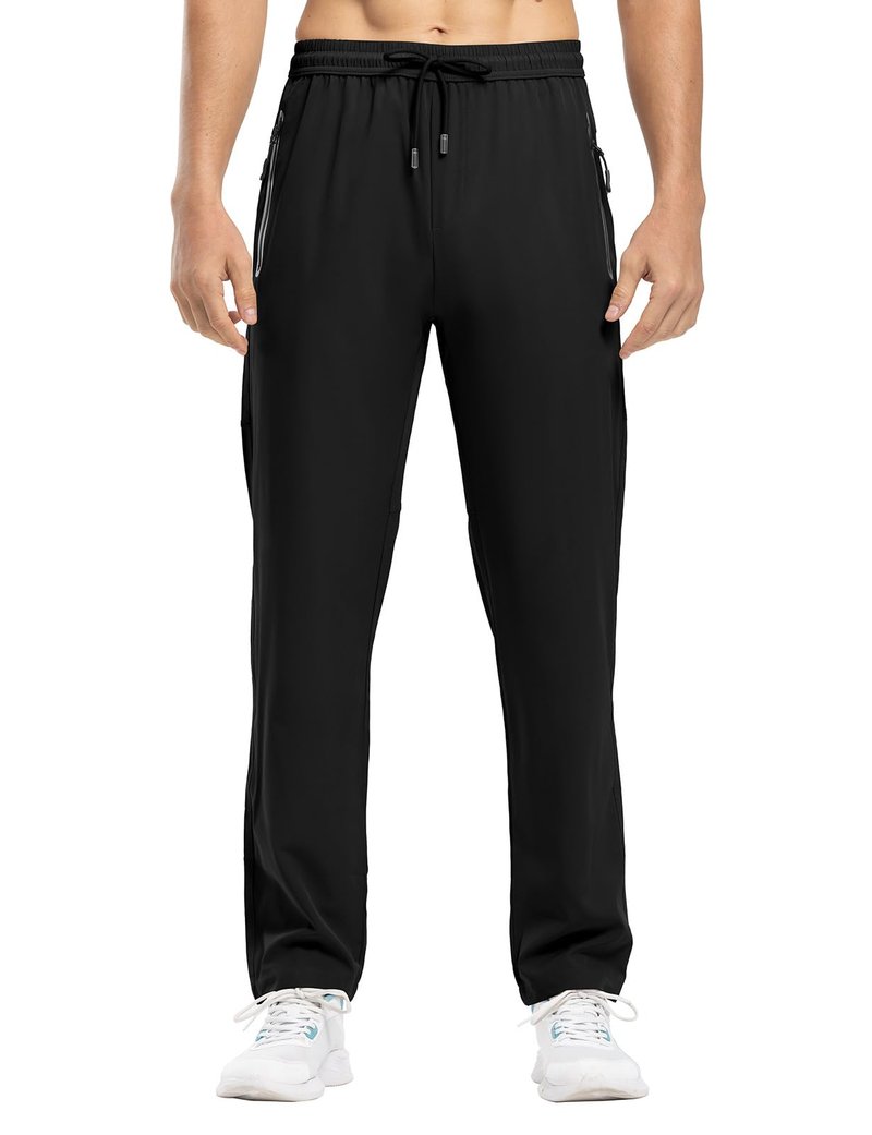 Rdruko Men's Sweat Pants Lightweight Athletic Workout Jogging Casual Pants with Pockets,Black,4XL