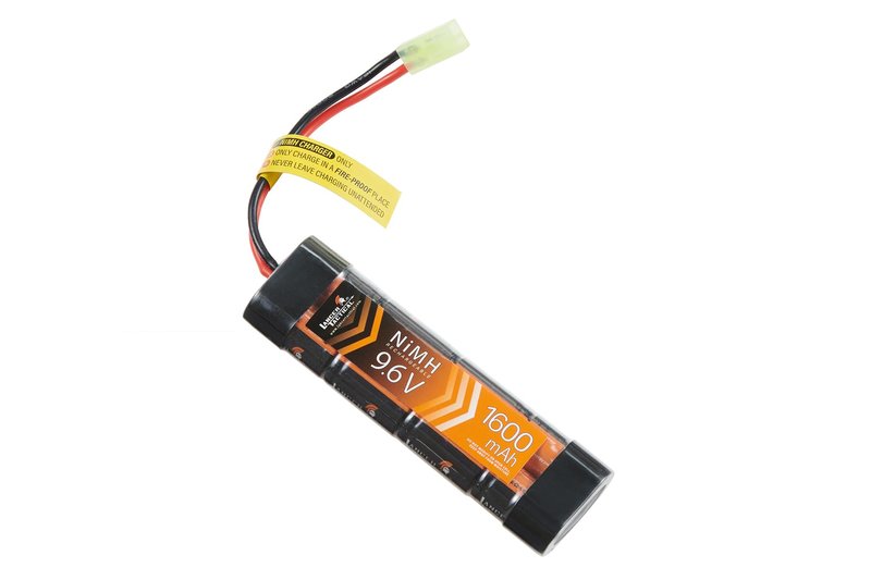 Lancer Tactical 9.6V Airsoft Battery 1600mAh NiMH Flat Battery Pack w/Mini Tamiya Connector for Airsoft MP5, Scar, M249, M240B, M60, G36, M14, RPK, PKM