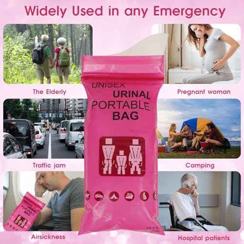 Disposable Urine Bags with Absorbent Pad in Portable Urinal Pee Bags Resealable Unisex for Traffic Jam Travelling On-The-go