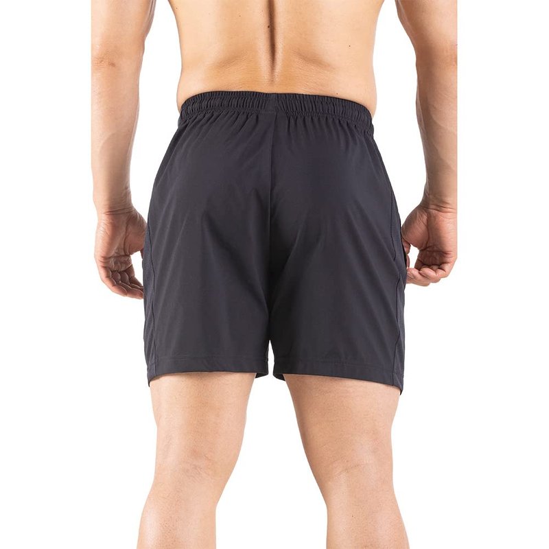 Gaglg Men's 5" Running Shorts 2 Pack Quick Dry Athletic Workout Gym Shorts with Zipper Pockets Black/Navy,Large