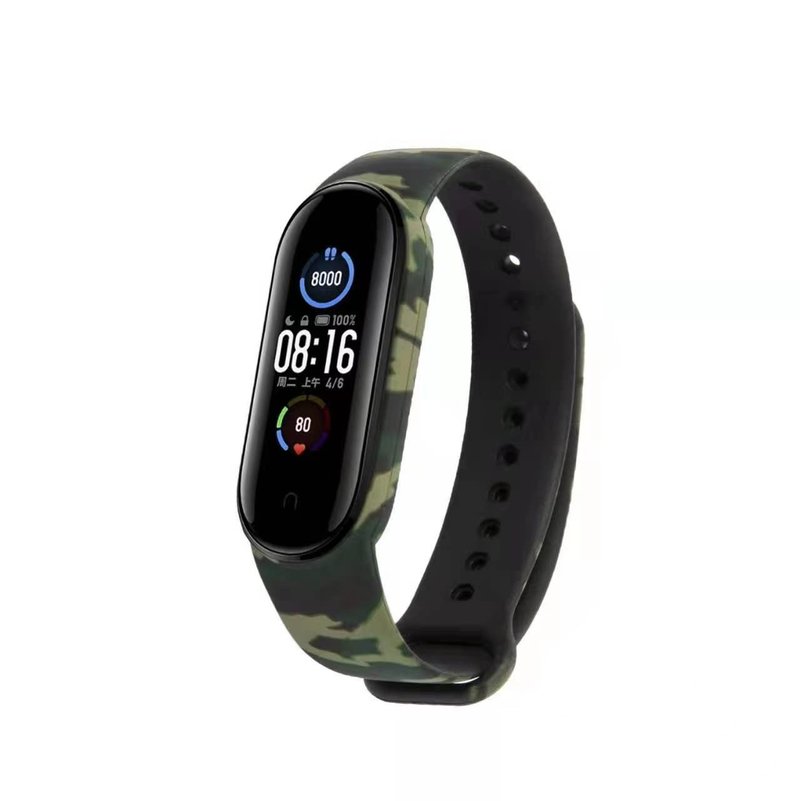 XINGMALY 8-Pack Camos Band Compatible with Amazfit Band 5/ Mi Band 5/ Mi Band 6 Bands for Women, Soft Silicone Floral Fadeless Strap Bands for Amazfit Band 5 Fitness Tracker