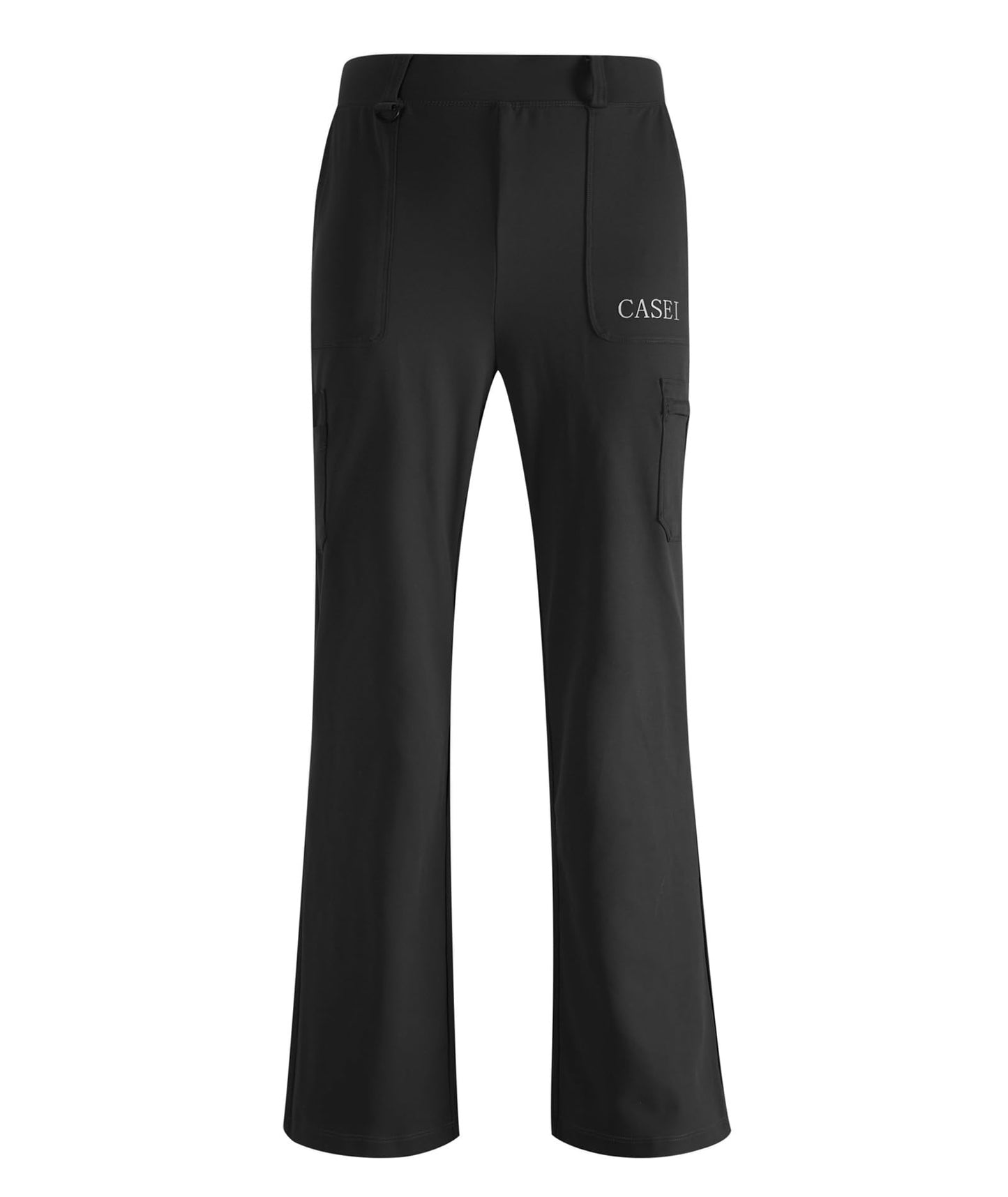 Women's Stretch Cargo Pants High Waist Bootcut Flare Leggings with 6 Pockets Soft Yoga Work Pants for Business Casual, Travel, Athletic Black(L)