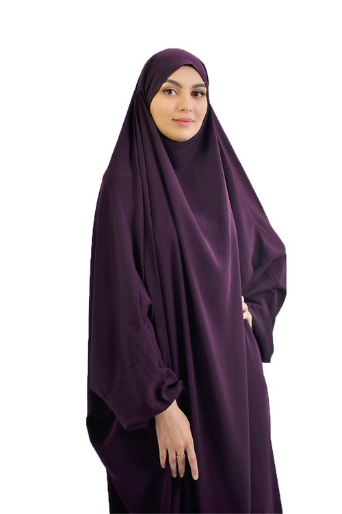 XINNI Women Muslim One-piece Loose Full Cover Long Dress One-size Overall Hijab Thobe Hooded Dress