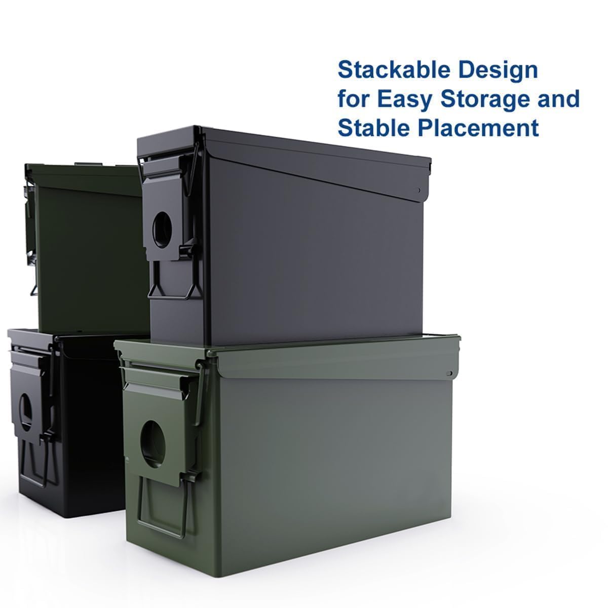 PATRON 30 50 Cal Ammo Can Metal 9mm Ammo Box Storage Crate Case for Shotgun Bullet Rifle Nerf Ammunition Waterproof Case-Gard Organizer Suit (30+50 Green)