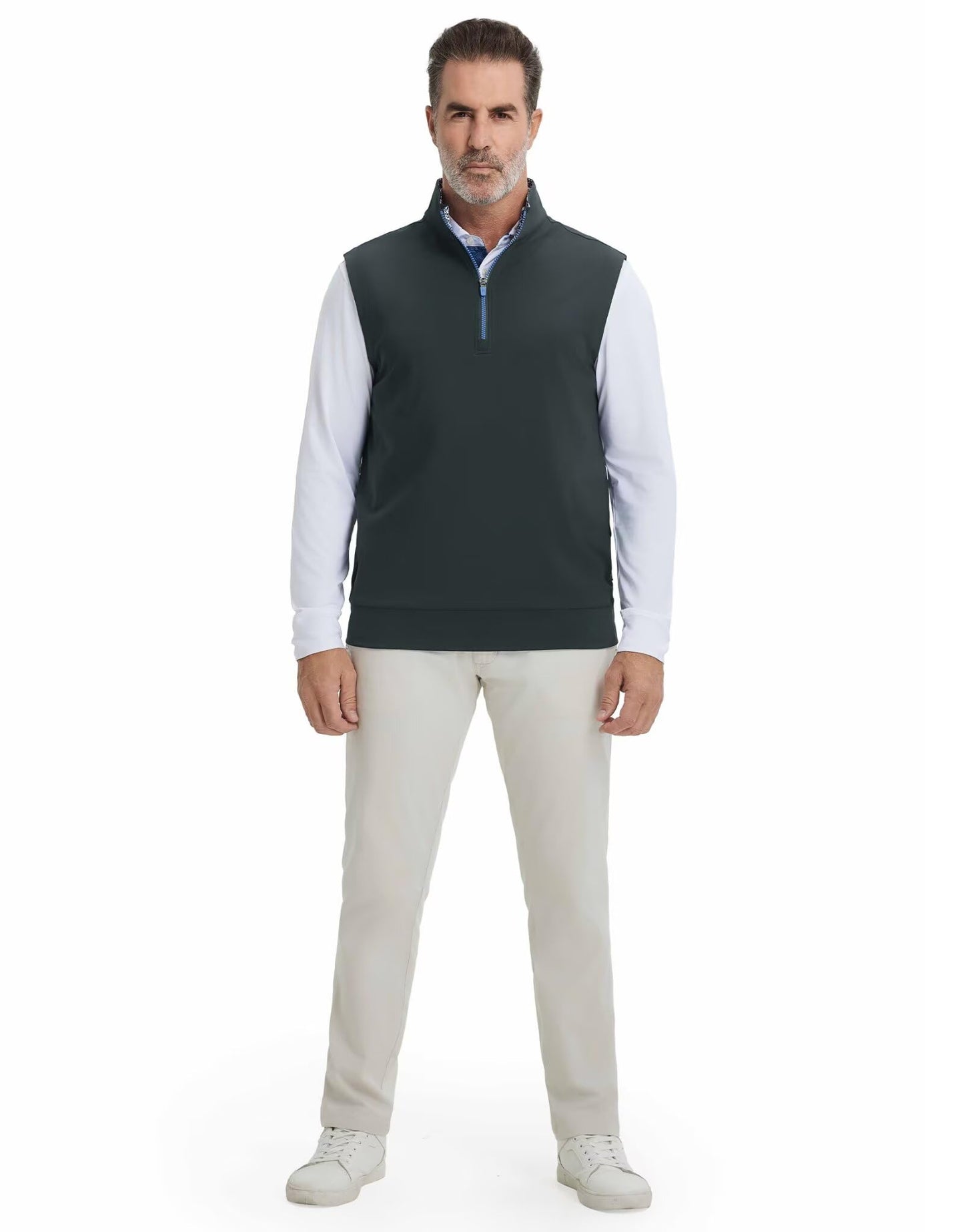 M MAELREG Men's Golf Vest Dry Fit Stretch Moisture Wicking Layer Lightweight Casual Vests Mens Pullover Quarter Zip
