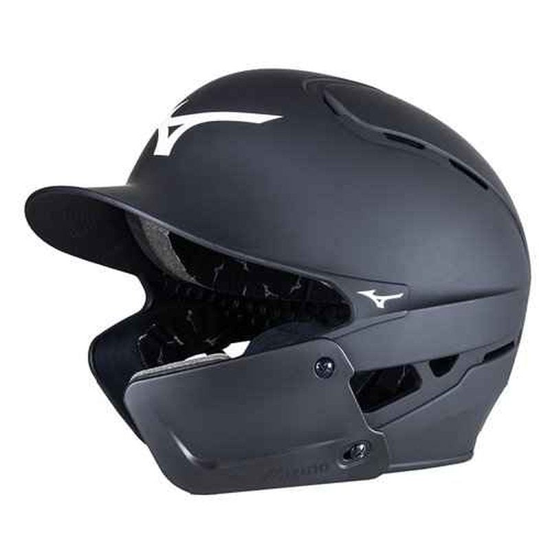 Bundle of Mizuno B6 Youth Baseball Batting Helmet, Black, Youth One Size + Mizuno Batters Face Protector, Black, Right Hand Batter, Foam, Plastic