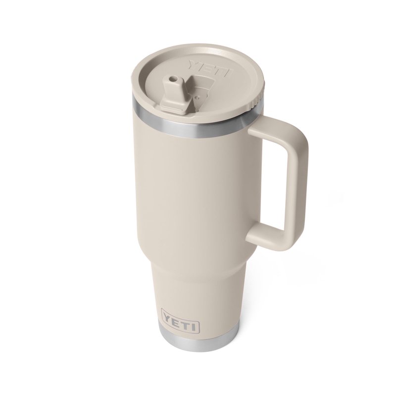 YETI Rambler 40 oz Travel Mug with Flip Straw Lid – Stainless Steel, Vacuum Insulated, Leakproof, Cup Holder Friendly, Cape Taupe