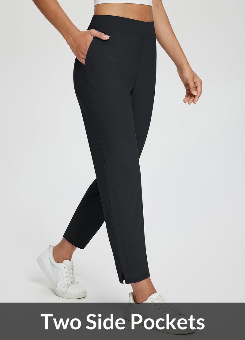 baleaf Womens Travel Pants Petite Stretch with Pockets Golf Ankle Dress Work Business Casual Slacks Fall Joggers Black M