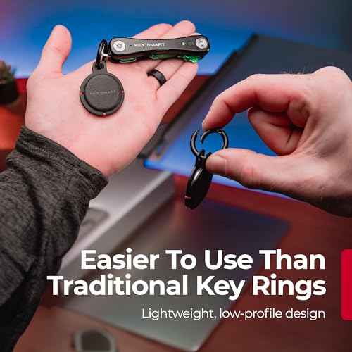 KeySmart Key Ring Clips - Round Carabiner Clip, Stainless Steel, Quick Release Keychain, Key Chain Hooks for Car Keys