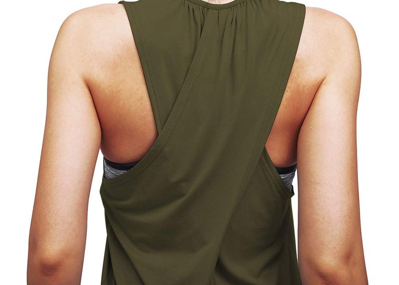 Mippo Workout Tank Tops for Women Loose Fit Yoga Tennis Shirts Athletic Exercise Tank Sports Running Clothes Army Green M
