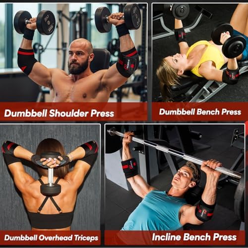 Elbow Wraps for Weightlifting - Adjustable Compression Straps for Joint Support | 1 Pair, Elbow Sleeves for Men & Women