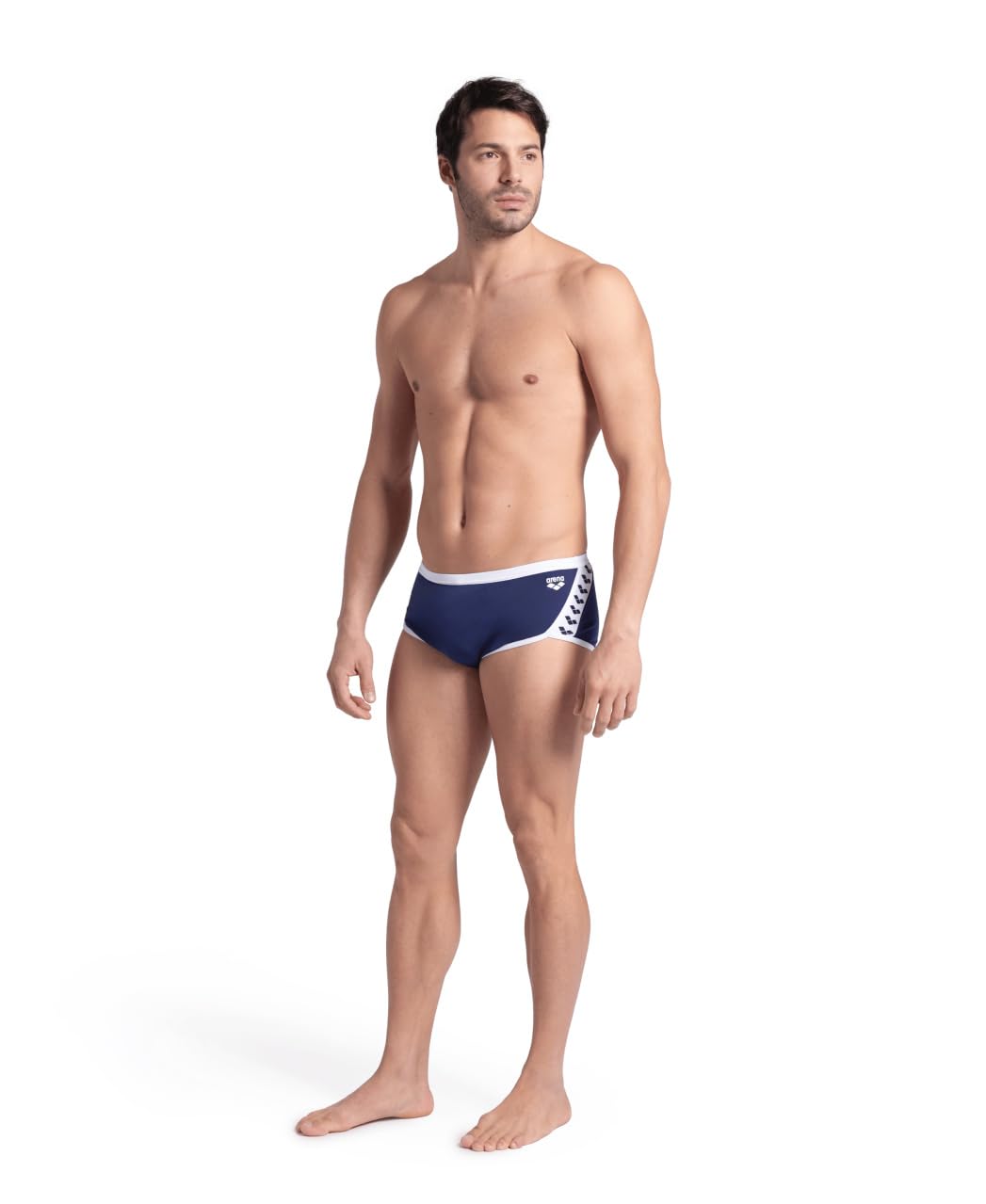 ARENA Performance Icons Solid Men's Low-Waist Swim Short MaxLife Athletic Practice Swimsuit Competition Training Active Bathing Suit, Arctic Lime/Dark Sage, US Size 34