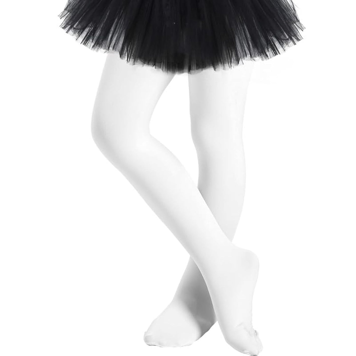 DIPUG White Tights for Girls Footed Toddler Kids Tights for Ballet Dance (1 Pack, Size 2-4T)