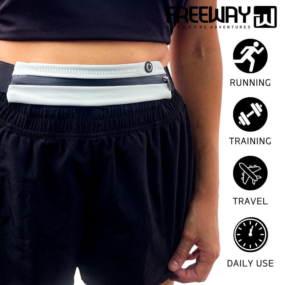 Lightweight Running Belt - Ergonomic Single or Double for Man and Woman - Perfect for running, training, sports (Single, Gray) designed for carrying Phone, Keys & Essentials - For All Cell Phones