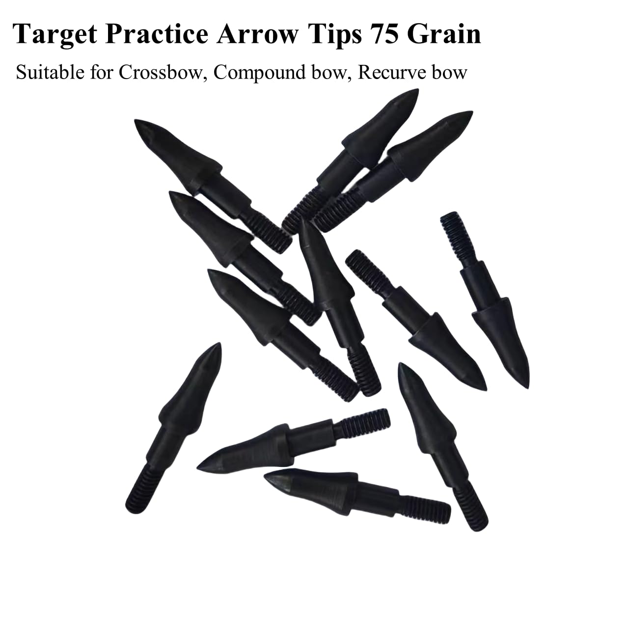 12pcs 75 Grain Field Points, 75gr Crossbow Arrow Tips for Bow and Arrow Target Practice, Screw-in Bullet Points for 5/16 Inch Arrows, Hunting Archery Target & Accessories