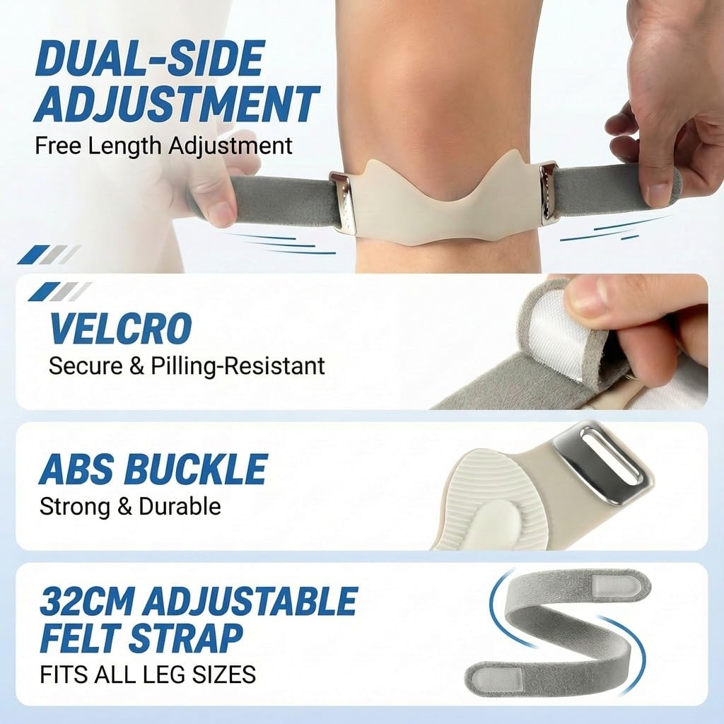 PurityLock Knee Brace for Women & Men Pain Relief 2 Pack- Adjustable V-Shaped Silicone Cushion, 3D Air Cushion for Joint Support, Non-Slip, Breathable, Patellar Tendon Support Strap (Black)