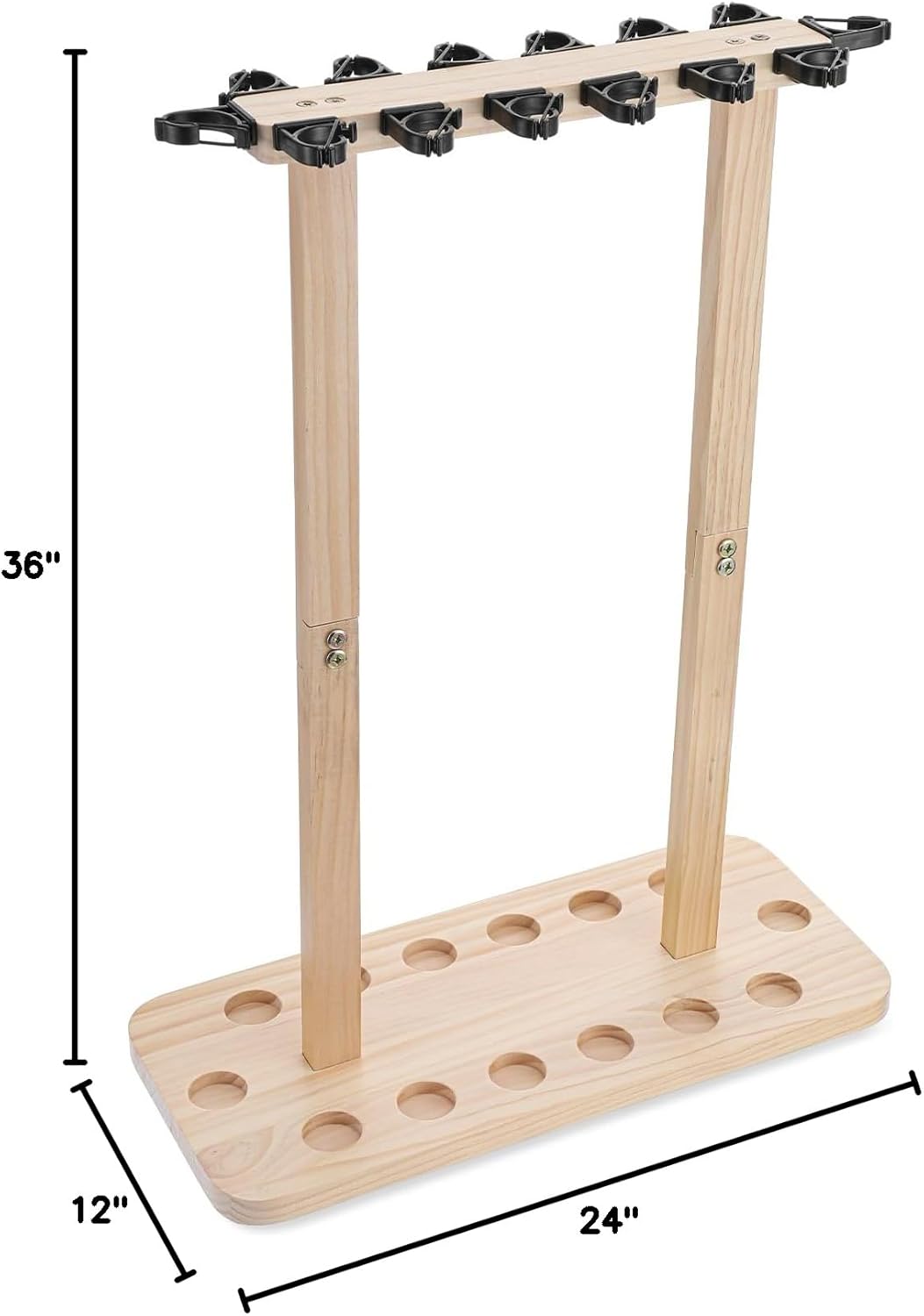 Fishing Rod Storage Rack - 100% Wood Floor Stand for 14 Rods | Garage Organization Solution