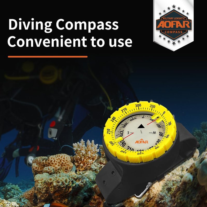 AOFAR Dive Compass AF-Q60A Waterproof, Durable, Compact. Wrist Strap Type Compass for Sailing, Diving, Wrist Strap Type