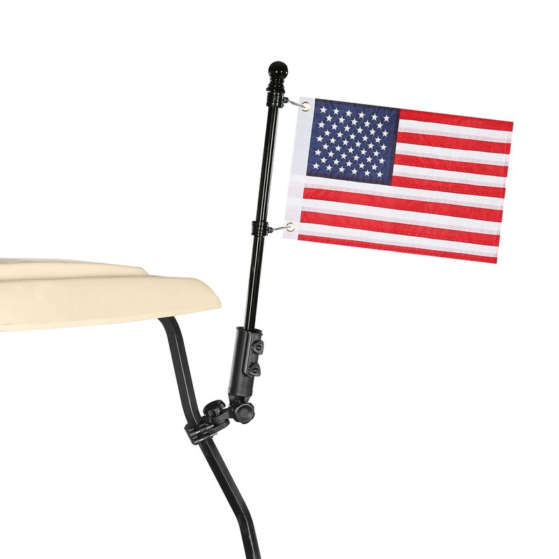 SANXIACAR Golf Cart Flag Holder with USA Flag Pole Kit Set for EZGO TXT RXV Club Car Precedent DS Tempo Onward Yamaha Boat Flag Pole Mount Kit (with American Flag 12 x 18 Inch)