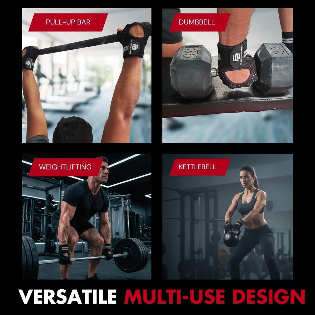 Fit Active Weight Lifting Gloves with Wrist Wraps - Ventilated Gym Workout Gear for Men & Women