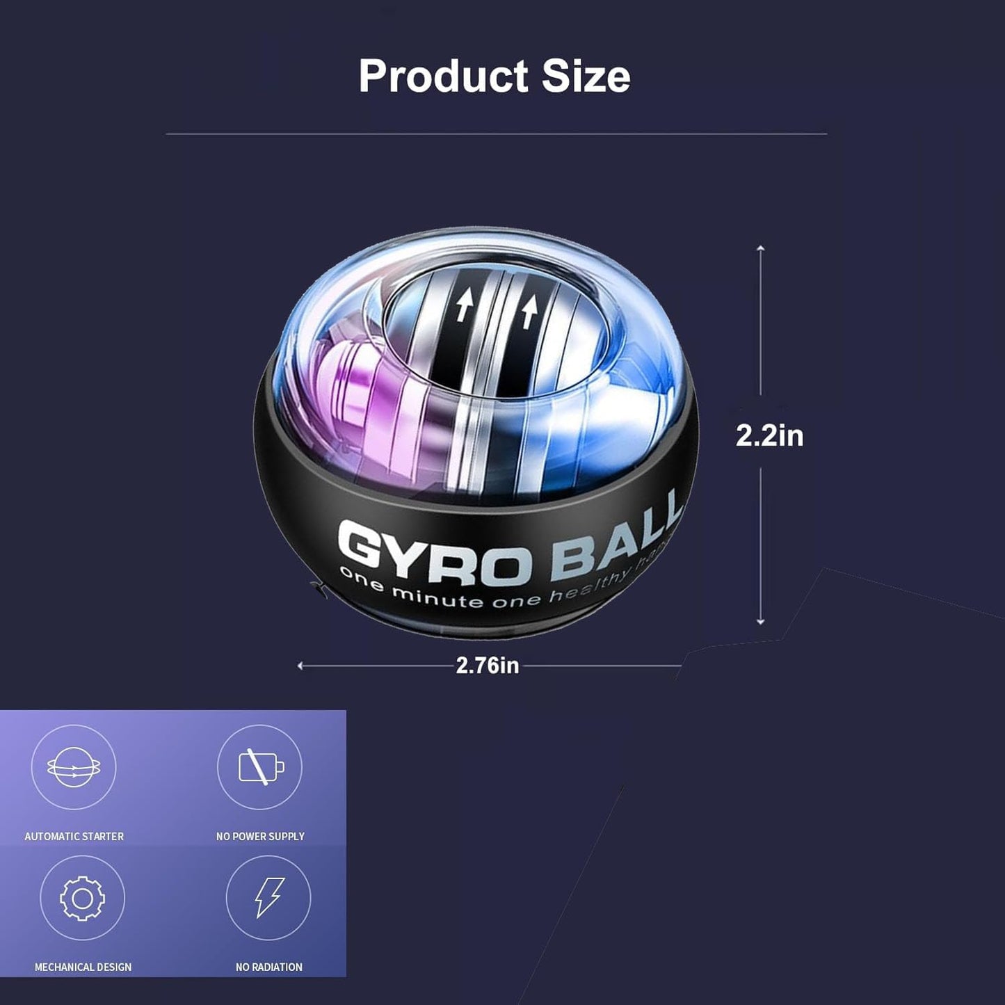 Curaball Torque Ball - LED Gyro Hand Exerciser with Portable Case | Grip Strength Trainer for Arms & Muscles