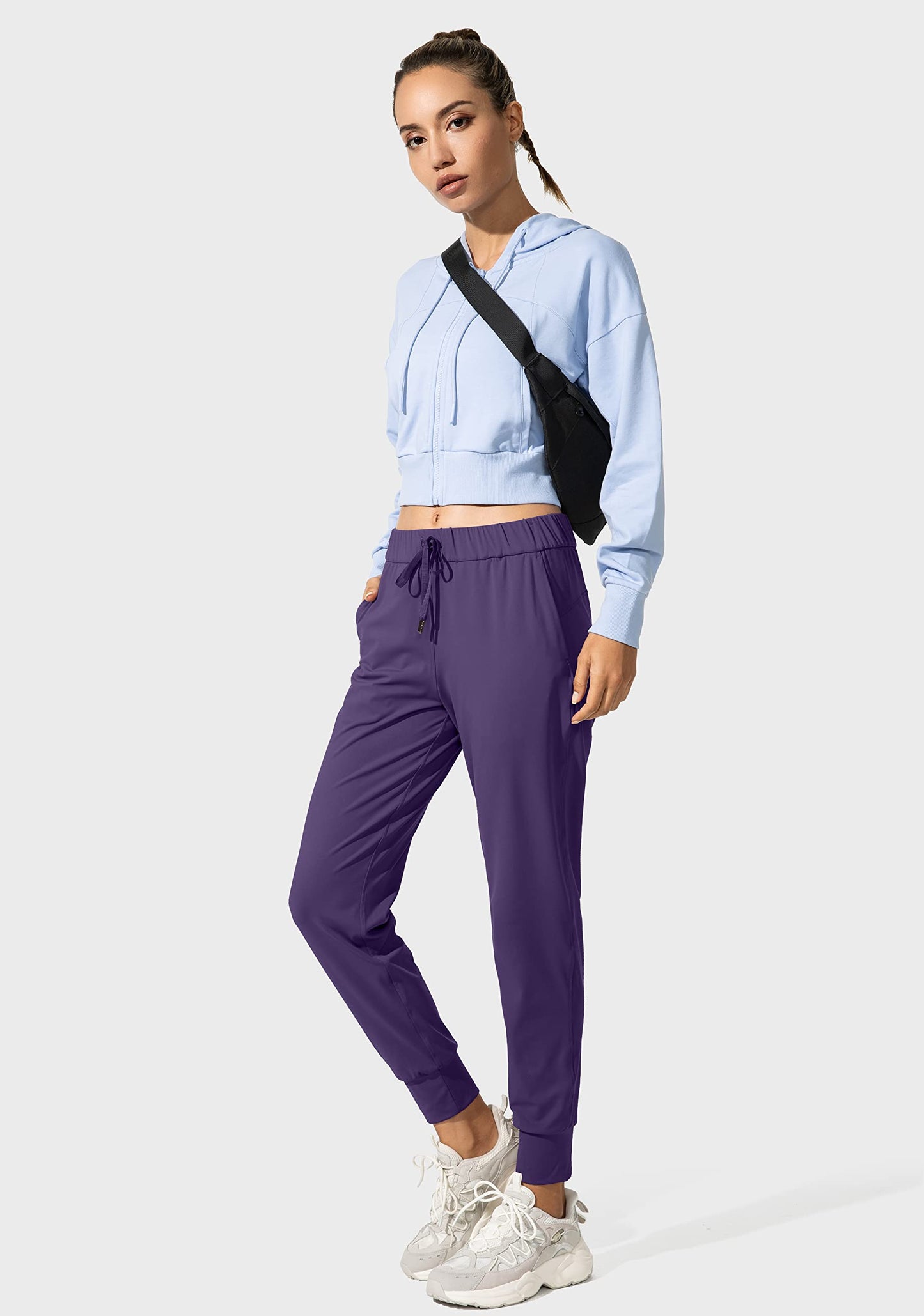 SANTINY Women's Joggers Pants Pockets Drawstring Running Sweatpants for Women Lounge Workout Jogging(Deep Purple_XXL)