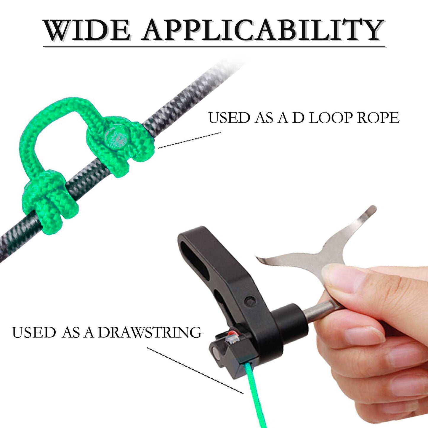 Archerest Bow String D Loop, 10 ft. D Release Nocking Loop Rope for Compound Bowstring Archery Green