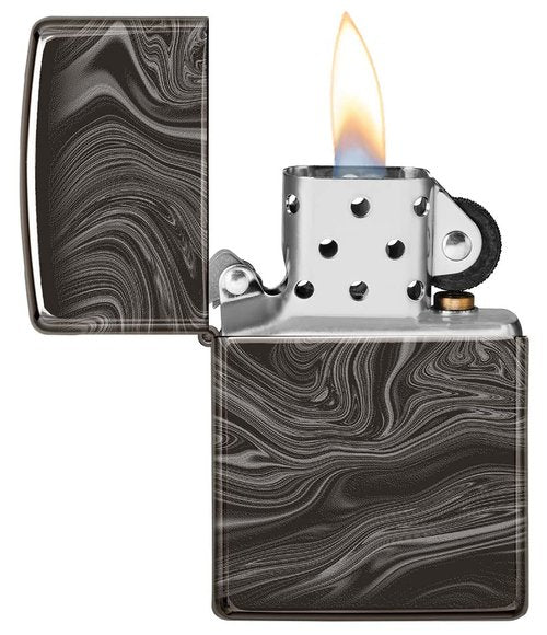 Zippo Marble Pattern 360 Design High Polish Black Pocket Lighter
