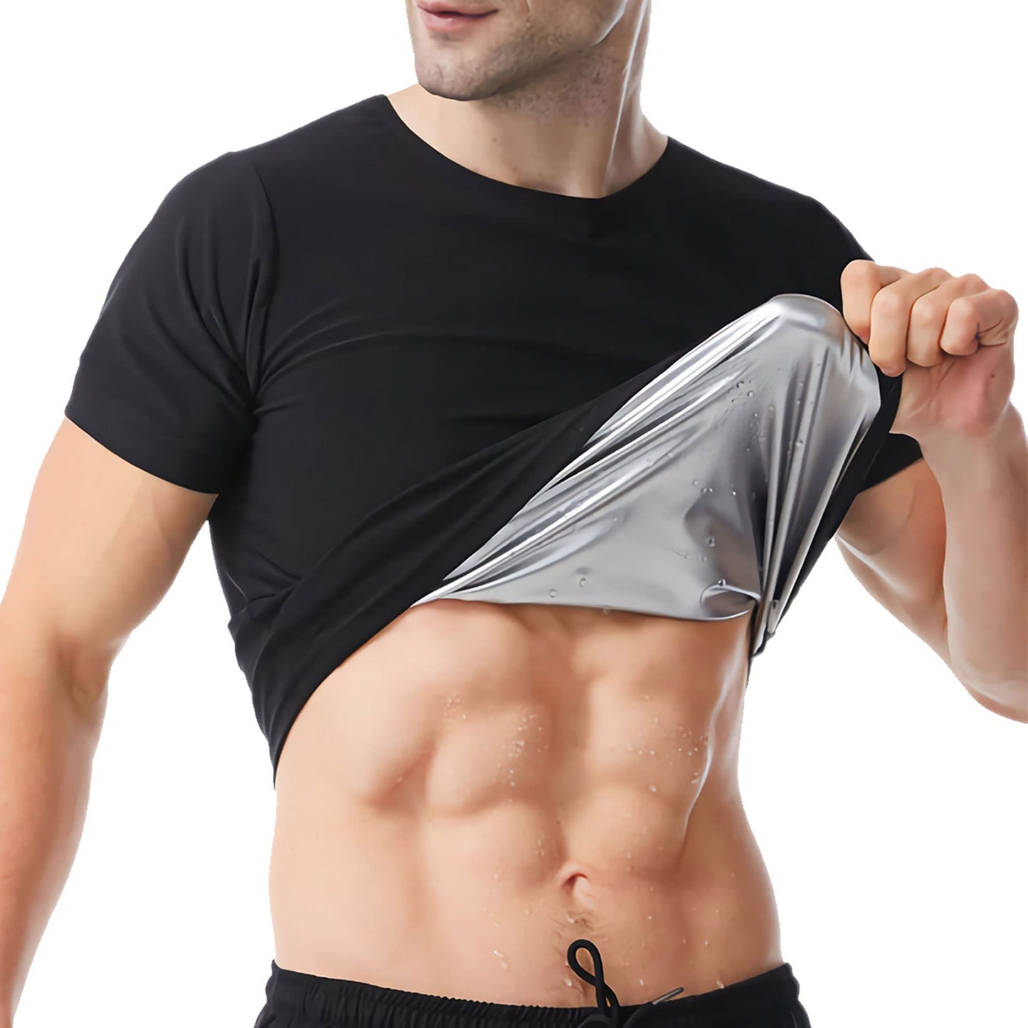 Sauna Shirt for Men Short Sleeve Mens Sauna Suit Sweat Body Shaper Compression Vest Gym Exercise Top