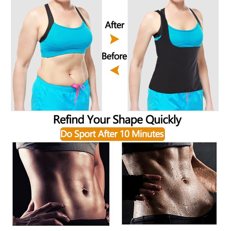 NINGMI Sauna Vest for Women Sweat Tank Top Sauna Suit Workout T Shirt Waist Trainer Body Shaper Exercise Gym